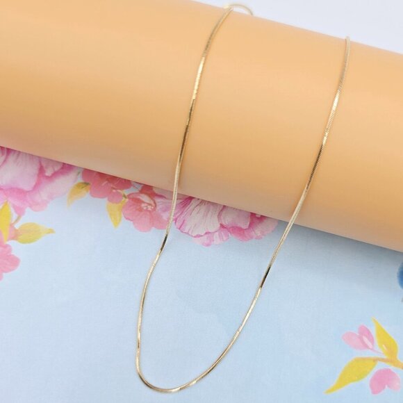 "Rose Gold Flat Snake Chain Necklace | 50cm Elegant Minimal Design, XPNL0115 - Picture 1 of 13